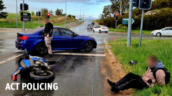 Operation TORIC officers arrested a 42-year-old Bonython man on Saturday after he was caught allegedly riding a motorcycle with stolen plates. Picture: ACT Policing