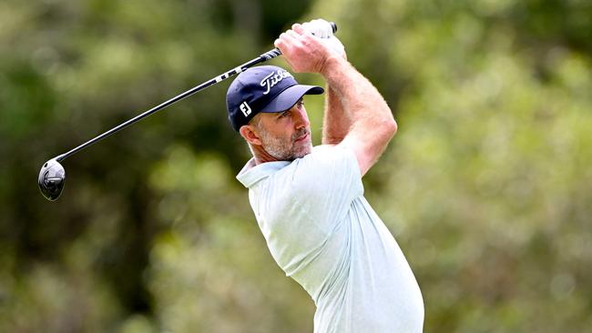 Geoff Ogilvy of Australia plays a shot on the 9th hole during Day 1 of the 2022 Australian PGA Championship at the Royal Queensland Golf Club on November 24, 2022 in Brisbane, Australia. (Photo by Bradley Kanaris/Getty Images)