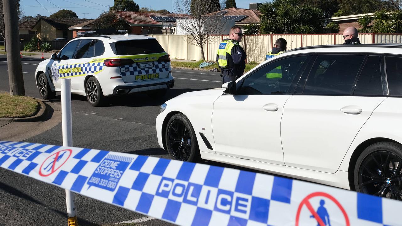 Police at the scene of the collision in Corio on Sunday, August 11. Picture: Mark Wilson