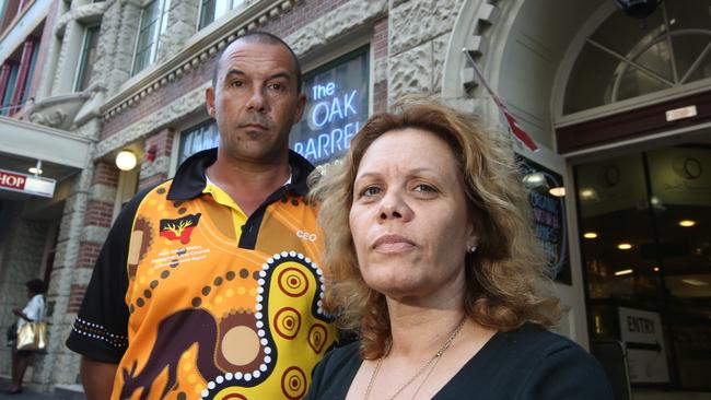 Yvonne Weldon (front) had already perfomed a Welcome to Country at the grand final before Ryan James delivered his. Picture: Bob Barker