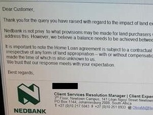 Nedbank South Africa email regarding expropriation.