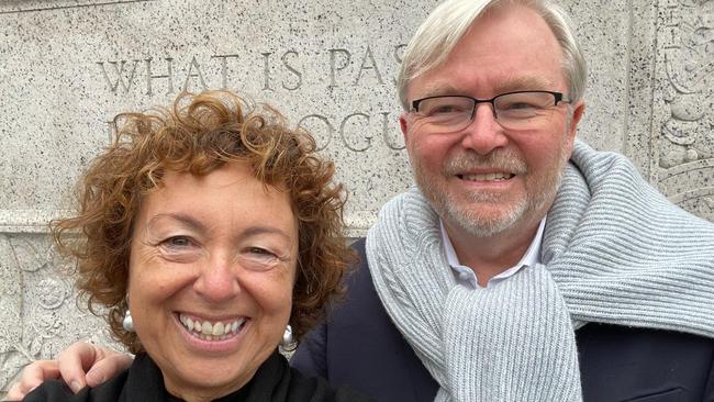 Kevin Rudd with wife Thérèse Rein outside the National Archives in Washington DC. Picture: Twitter