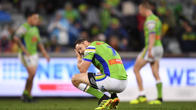 Aidan Sezer and the Raiders let another late lead slip. Picture: AAP