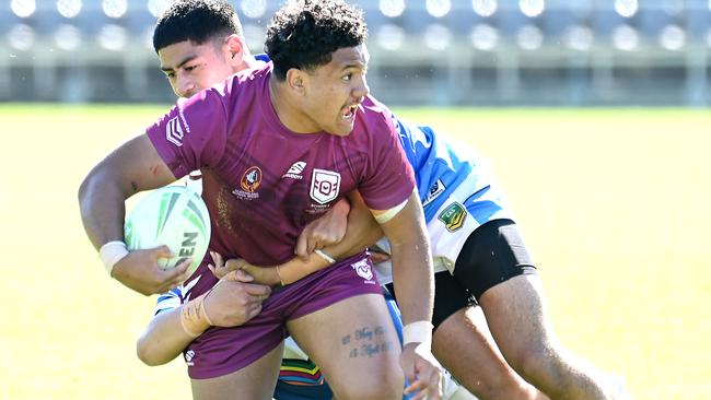 John Fineanganofo was among the tryscorers for Queensland. Pic: John Gass