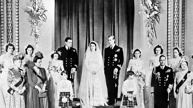 Philip’s mother, Princess Alice of Battenberg (2L), was the only relative he was allowed to invite to his wedding. Picture: AFP.