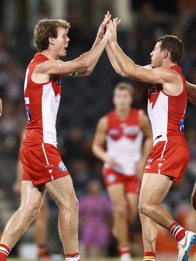 Nick Blakey celebrates a goal during the JLT Series. Picture: Getty Images. 