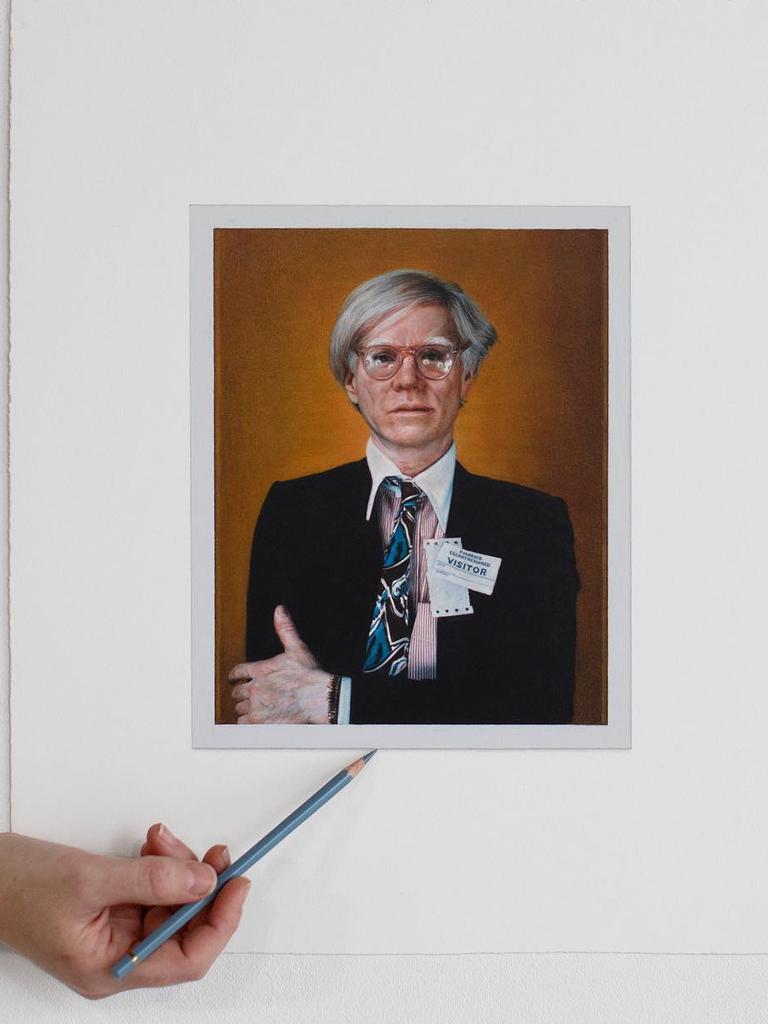 The red box scavenger hunt began after Hendry was threatened with legal action for her Andy Warhol-inspired series. Warhol is the subject of this hyper-realist work by the artist. Picture: Instagram