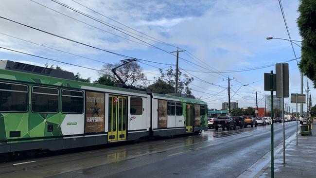 Trams were back up and running on Sydney Rd by 10am. Picture: Kirra Grimes