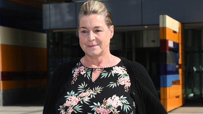 Witness Jacqueline McDowall leaves the banking services royal commission on Thursday after recounting her experiences with Westpac.