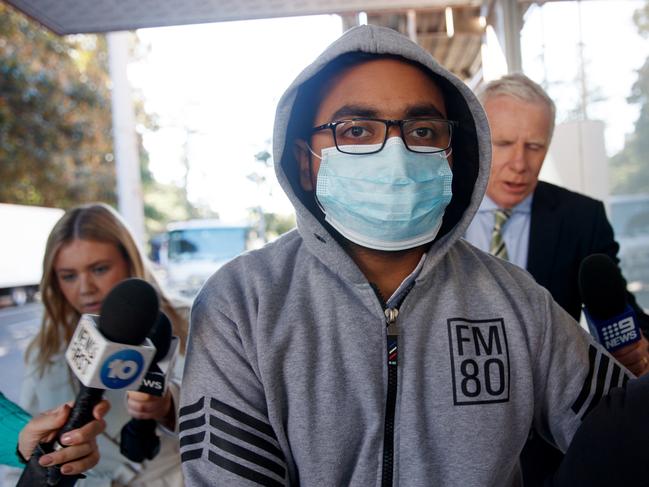 Vansh Khanna, leaves Manly police station after being granted bail by police on May 19. Picture: NCA NewsWire / Nikki Short