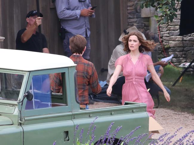 Rose Byrne on set for the movie ‘Peter Rabbit 2’ at Centennial Park in January.  Picture: Damian Shaw