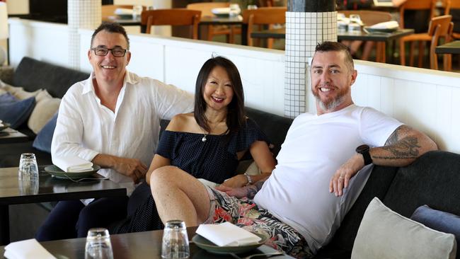 Nunu restaurant Co-owners Jason and Mo Rowbottom, Nick Holloway (R). Picture: Marc McCormack