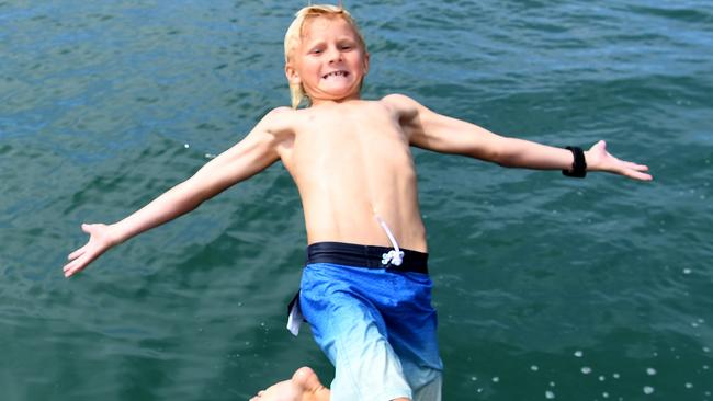 Making a splash - Chase Stewart aged just nine on the Mooloolah River - he splashed his way into the Qld White 14-15 Years league side.