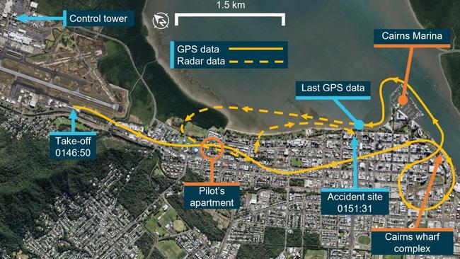 The flight path of the Robinson R44 flown by Blake Wilson on August 12. Picture: ATSB