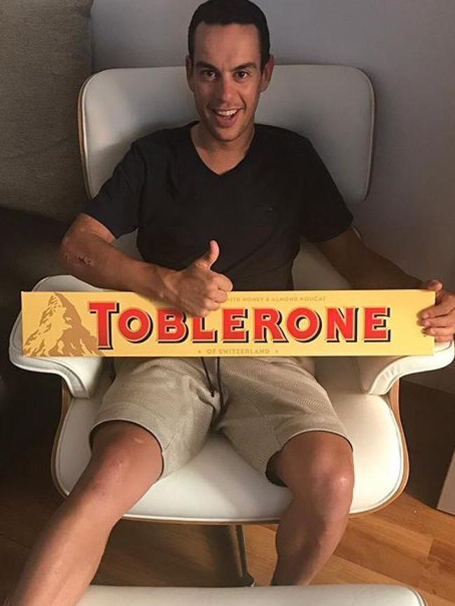 Richie Porte loves his Toblerones. Picture: Twitter