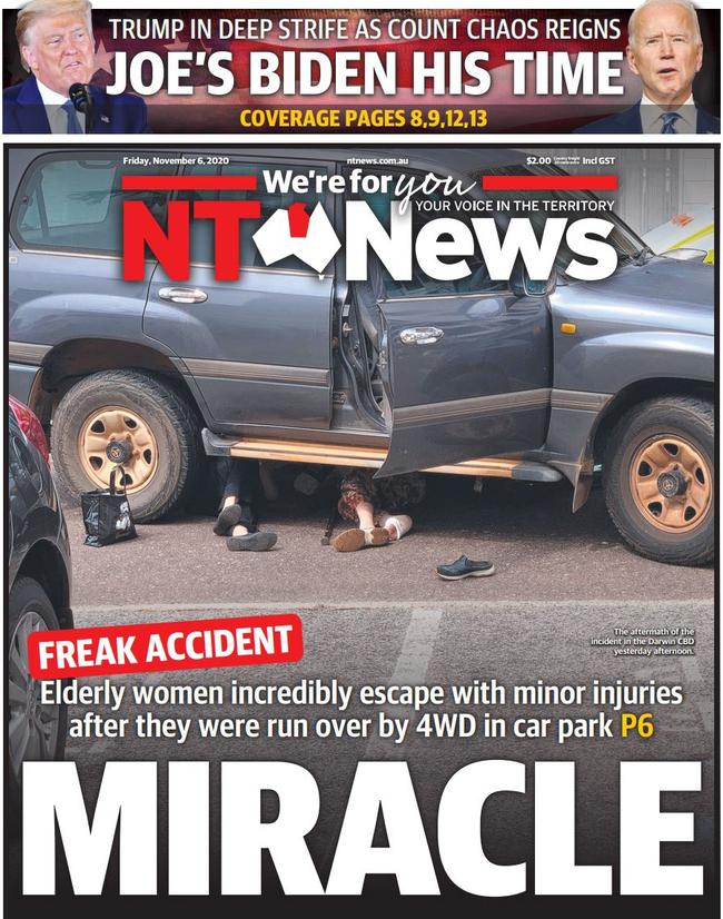 November 6, 2020 ... Two women incredibly cheat death after being run over by 4WD in CBD carpark