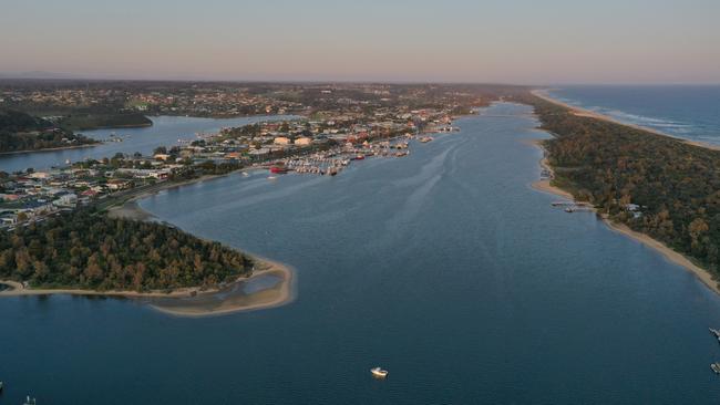 Lakes Entrance from the air. Picture: Alex Coppel.