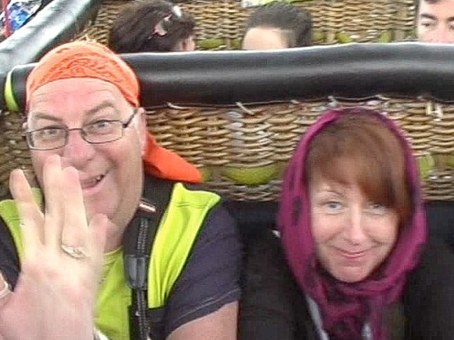 Michael Rennie and his wife Yvonne going through the safety routine in the basket just before take-off in the baloon crash that killed 19 people in Luxor, Egypt.  Picture:  Supplied