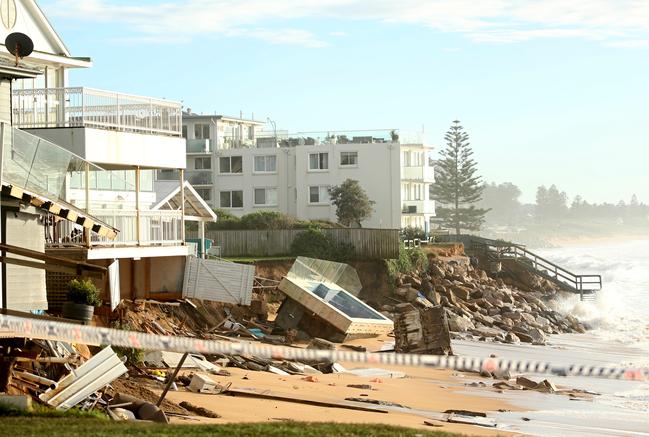 The properties on Pittwater Rd after devastating storms in June 2016. Picture: John Grainger.