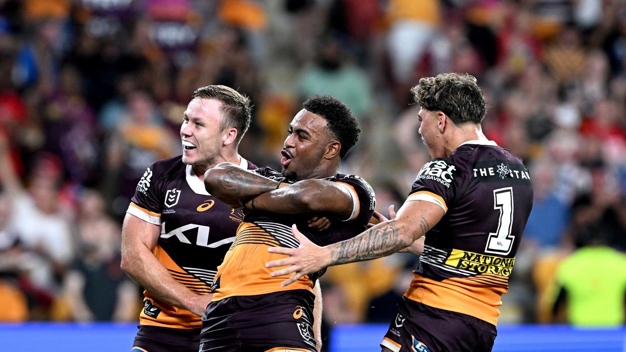 The Broncos scored four tries in seven minutes, setting up a mouthwatering clash against the Dolphins. Picture: Getty Images.