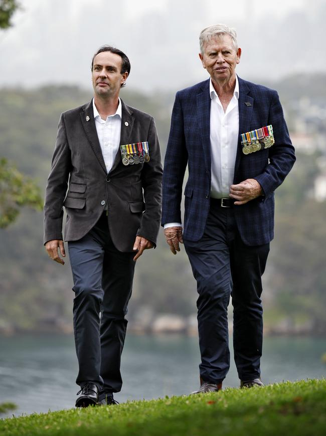 Pictured is Iraq war veteran Alan Toner and Vietnam veteran Peter Handley. Picture: Sam Ruttyn