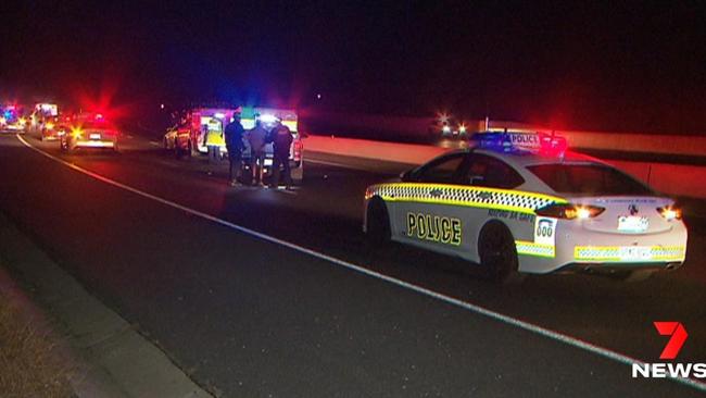 Six people were arrested in a stolen car on the Southern Expressway. Picture: 7 News