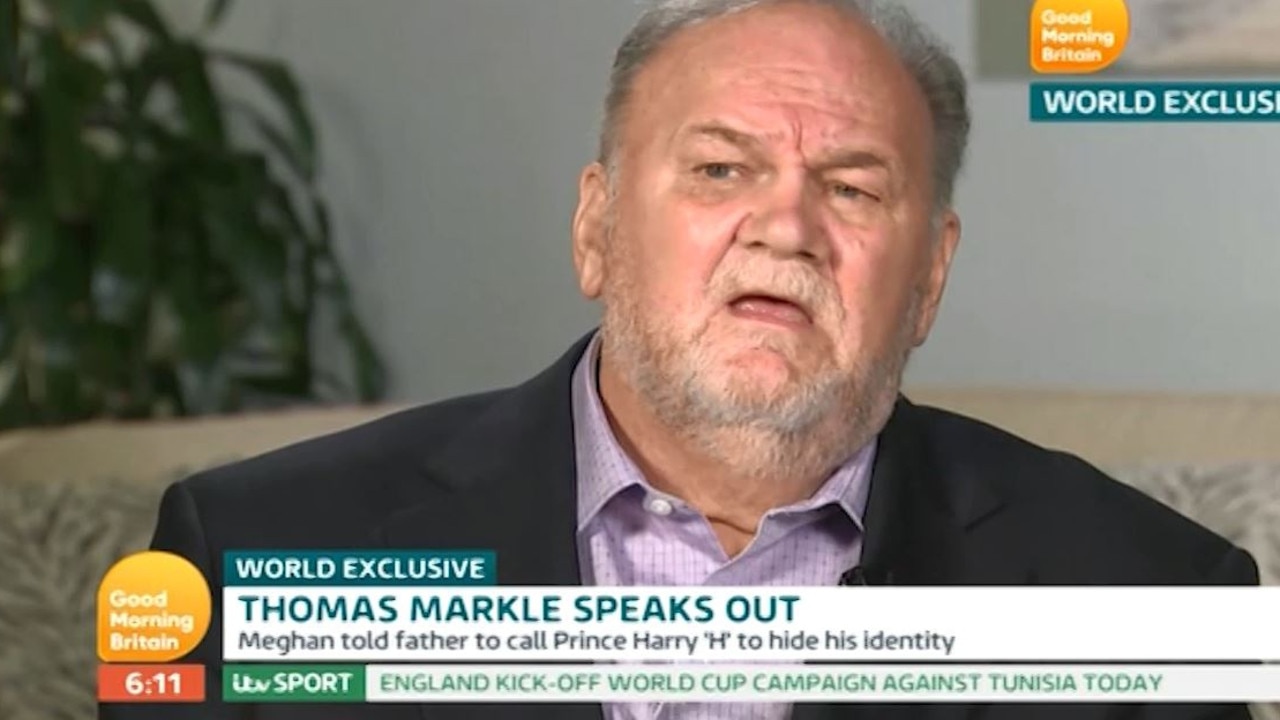 Thomas Markle gave his first interview after Meghan and Harry's wedding to IT's Good Morning Britain. Picture: ITV