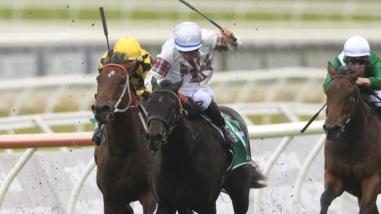 SYDNEY, AUSTRALIA - APRIL 17: Tommy Berry on Jamaea wins race 4 the Heineken Percy Sykes Stakes during day two of The Championships at Royal Randwick Racecourse on April 17, 2021 in Sydney, Australia. (Photo by Mark Evans/Getty Images)