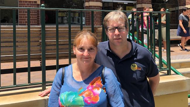 Lorraine Gooden, with her husband Nick, outside Manly Court House in January this year after their neighbour, Monica Mecham, was jailed for being over the limit when she ran Mrs Gooden over in her car on a Belrose street. Picture: Jim O'Rourke