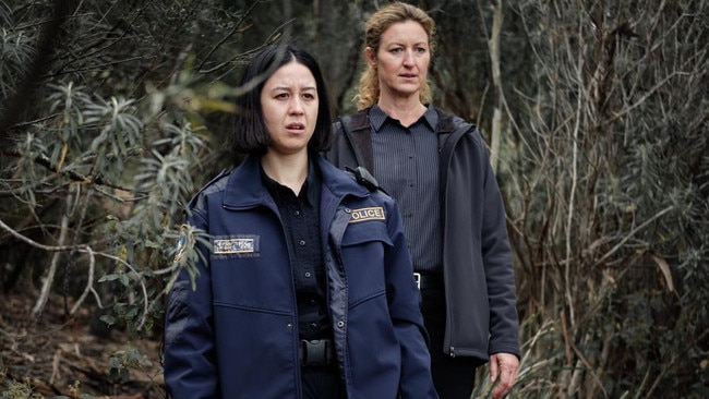 Nina Oyama as Abby Matsuda and Kate Box as Dulcie Collins in the new murder mystery series, Deadloch. Picture: Prime Video