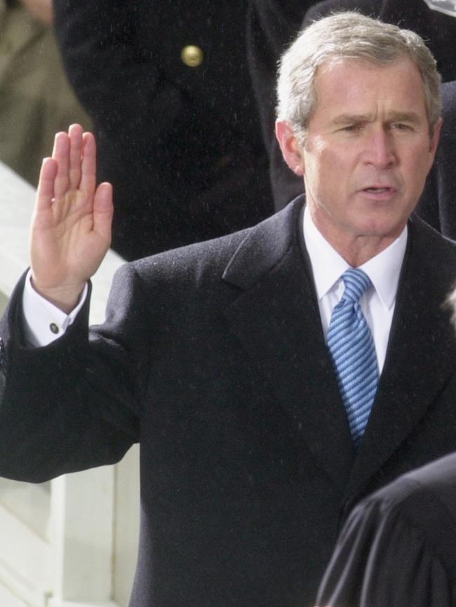 George W. Bush takes the oath of office as the 43rd President.