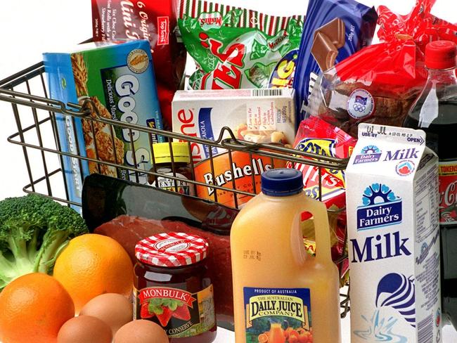 JUNE 21, 2000 : Generic photo of basket of groceries, 21/06/00 with some items GST free. Pic Jason Busch. Advertising / Food / Grocery