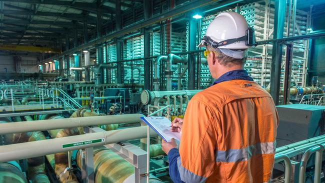 Inside Victoria’s desalination plant. Picture: Jake Nowakowski