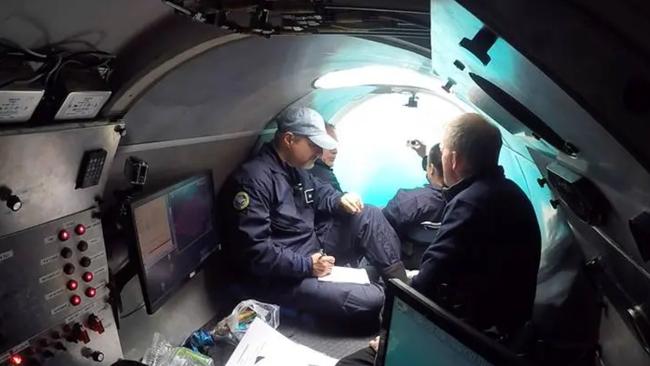 Inside the Titan, where passengers gaze at the ocean through the forward viewport. Picture: Facebook/OceanGate Expeditions