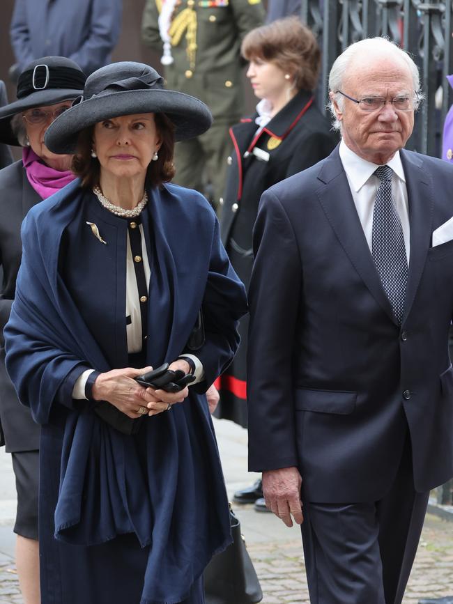 Queen Silvia of Sweden and King Carl XVI Gustaf of Sweden at Westminster Abbey. Picture: Getty Images