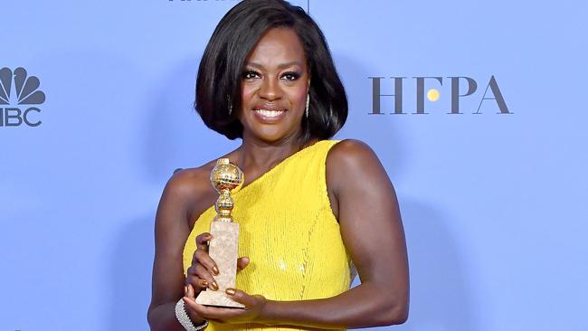 Viola Davis with the award for best supporting actress.