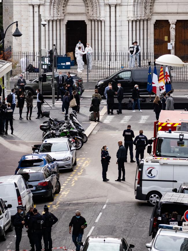 Police converge in front of the Notre-Dame church in Nice following the horrendous attack. Picture: Getty Images