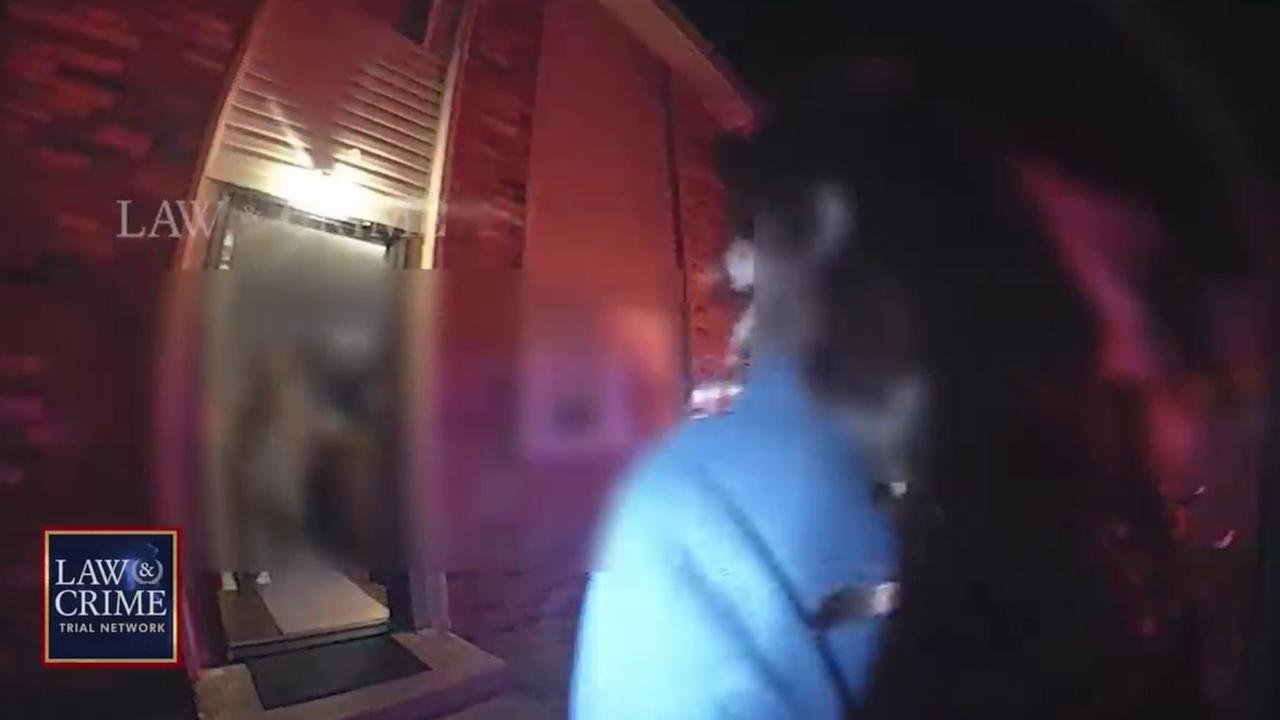 The mother watched as her daughter was handcuffed. Picture: YouTube / Law &amp; Crime Trial Network