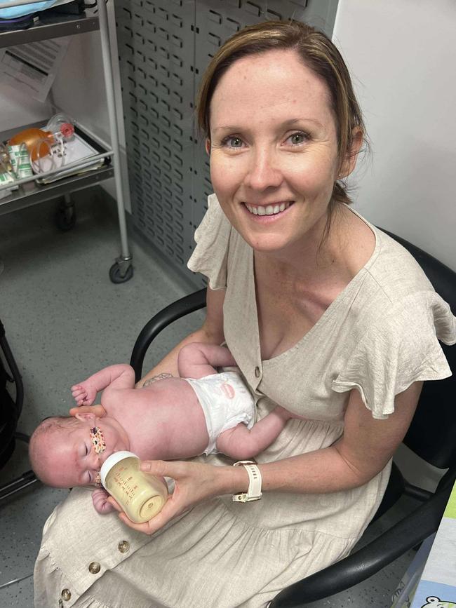 Amanda Minchin feeding her baby boy Sully. Picture: Supplied.