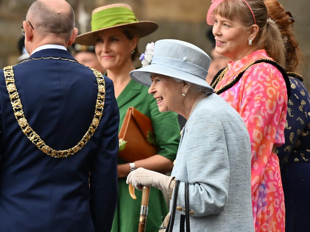 Queen Elizabeth II during the traditional Ceremony of the Keys at Holyroodhouse. Picture: Getty Images.