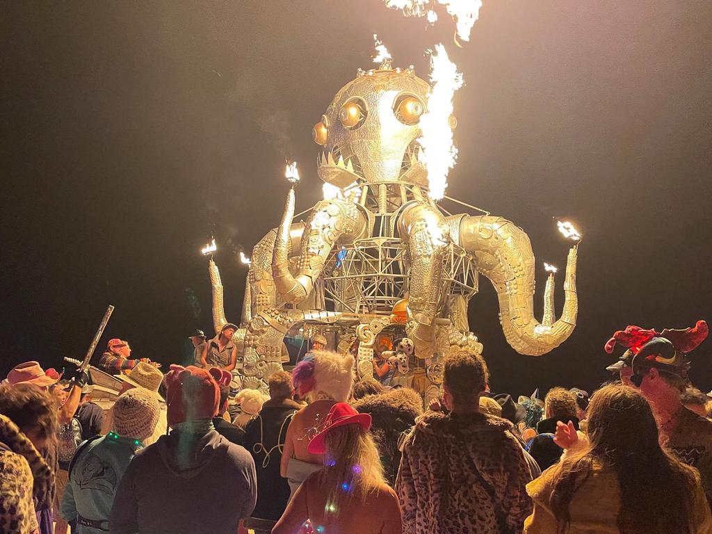 Attendees dance during the annual Burning Man Festival in the early morning of September 5. Picture: AFP