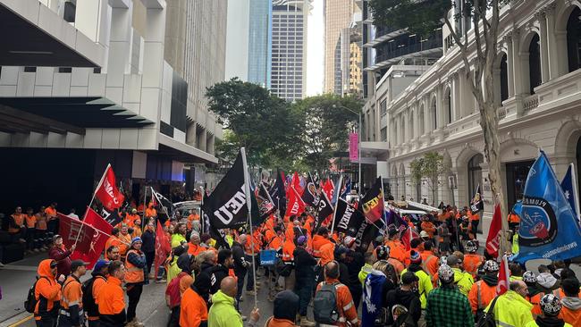 Hundreds of CFMEU members stopped work immediately. Picture: Supplied