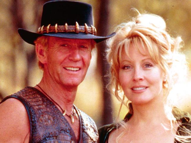 Paul Hogan with Linda Kozlowski in Crocodile Dundee which became a worldwide phenomenon. Picture: Paramount Pictures/Getty Images