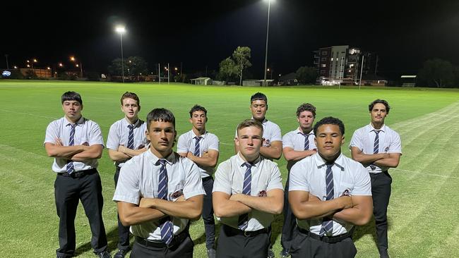 Ipswich SHS students Oliva Iaulualo, Tayshon Foley, Jeriah Vagana, Rene Bagon, Jack Laing, Nick Torrens. Front row: Front row Caleb Jackson, Tommy Luhrman, Josiah Pahulu.