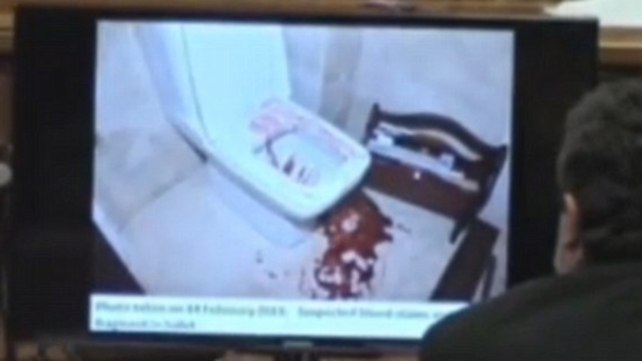 Photos shown during Pistorius’ trial of the bathroom where Steenkamp was shot.