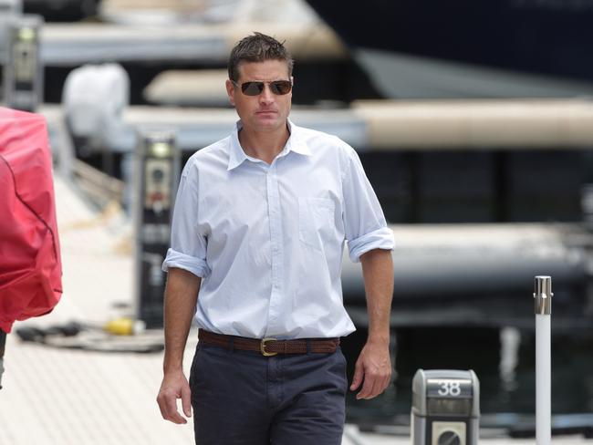 Pub Baron Stu Laundy walking to his superyacht. Picture: Supplied