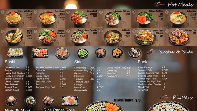 The Sushi Party Beaudesert menu. Photo: contributed.