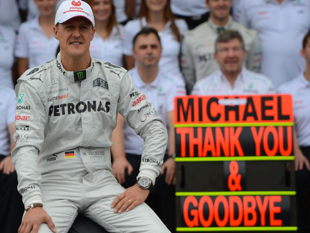 Michael Schumacher after his final race at the 2012 Brazilian Grand Prix.