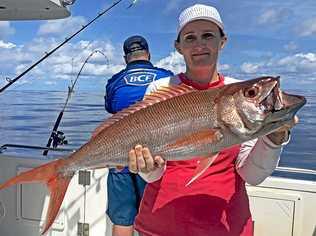 WHOPPER: Tammy Bond with a nice job fish, boated on a Trekka 2 charter to Double Island Point. Picture: www.fishingnoosa.com.au