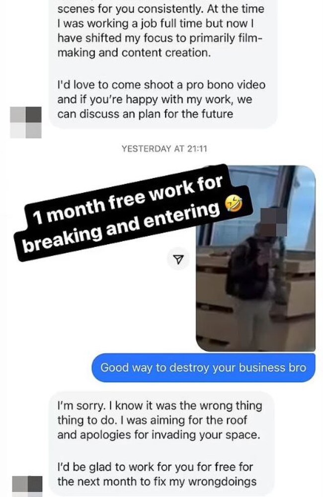 The intruder offered to work for him for free. Picture: Instagram / @adrian_portelli